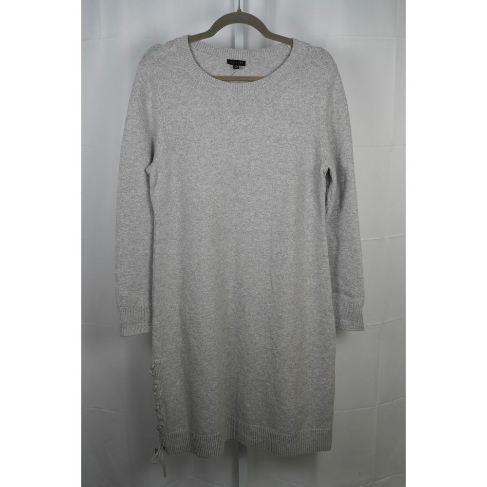 NWT Talbots Grey Flecked Sweater Dress with Side Tie Detail